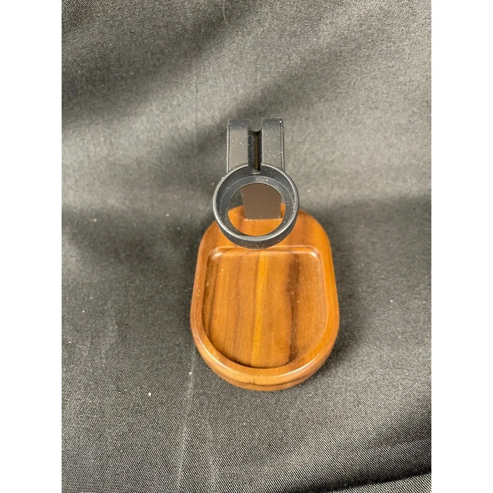 Wooden Smartwatch Charging Stand with Valet Tray Minimalist Desk Organizer Brown